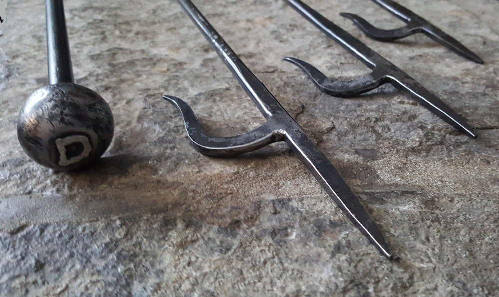 Fire Poker Hand Forged Fireplace Accessories Signed by Artist Robert Aucoin Customize with Initial Fire Pit Poker Custom Length Housewarming