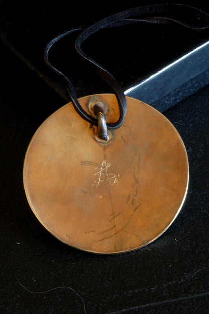 Etched African Tree, Pendant Necklace, Stainless Steel, Bronze & Black Personalized Necklace Hand Forged Signed Original with Leather Strap