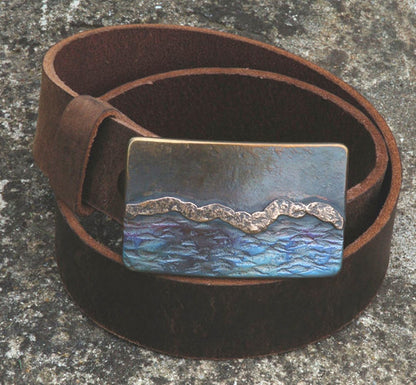 Belt Buckle Landscape Sea and Sky Buckle Outdoor Gear Buckle Designed and Signed by Artist Robert Aucoin Fits 1.5 Leather Belt for Jeans