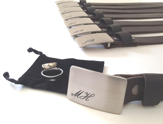 Belt & Buckle Set, Monogrammed Belt Buckle with 1-1/4" Belt, Choose from Five Belt Colours, Personalized Accessories, Customized Weddings