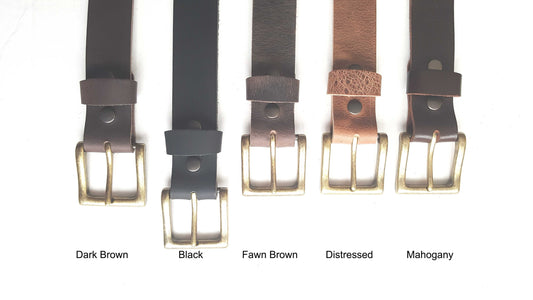 Belt & Gold Buckle, 5 Belt Colours Choices, Custom Cut, Grooms and Groomsmen's Gift 1-1/2" Belt for Jeans or 1-1/4" wide Belt for Suits