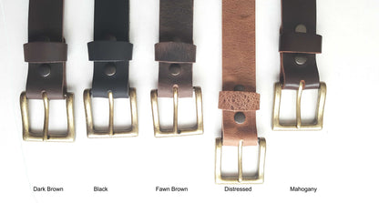 Leather Belt snaps with Silver or Antique Silver/Gold Buckle ~ Grooms and Groomsmen's Gift 1-1/2" Belt for Jeans or 1-1/4" Belt for Suits