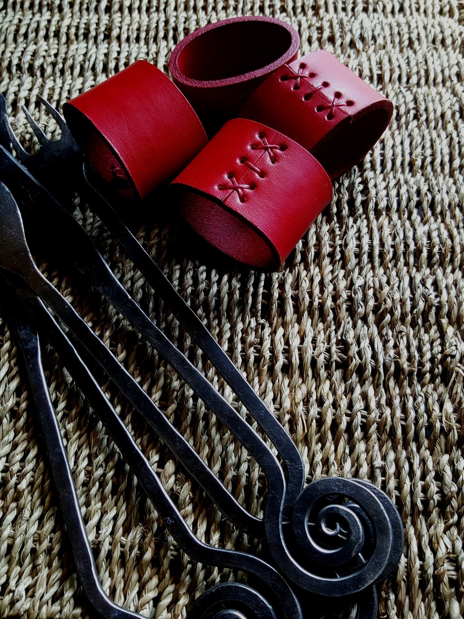 Napkin Rings, Black Leather, Hand Sewn, Wedding Table, Hostess Gift, Casual Dining, Alfresco, Housewarming Gift, Home Decor, Table Decor