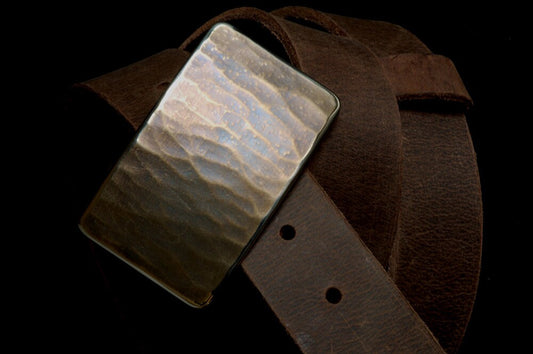 Belt Buckle, Men's Blue Jean Buckle, Hypoallergenic, Hand Forged, Woodgrain, Stainless Steel Belt Buckle fits 1-1/2" Belt for Blue Jeans
