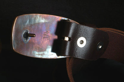 Blue Jean Belt and Buckle, Silver & Slate, Unisex Accessory Hand Forged Stainless Steel, Hypoallergenic Accessories, Buckle Fits 1.5" Belt
