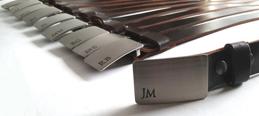 Monogrammed Buckle & Leather 1-1/2" Belt Set, Customized Gift, Buckle and Leather Belt Set, Bridal Set, Groom Groomsmen Gift, Keepsakes
