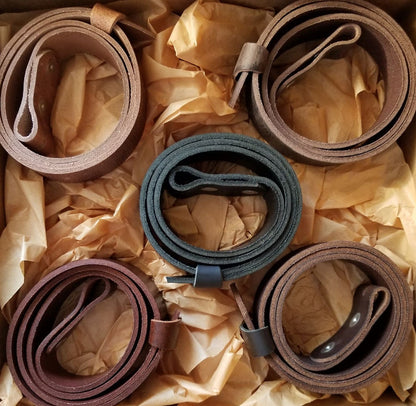 Ladies Gift Set of Five Leather Belts, Interchangeable Leather Belts with Snaps, 1.5" Wide for Jeans or 1.25" for Suit, Custom Cut, Gift Box