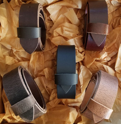 5 Men's Gift Set of Five Leather Belts Interchangeable Leather Belts with Snaps 1.5" Wide for Jeans or 1.25" for Suits Custom Cut Gift Box