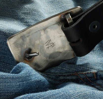Jean Belt Buckle ~ Hypoallergenic Silver Brushed Stainless Belt Buckle ~ Canadian Accessories ~ Signed Original Buckle for 1.5" Leather Belt