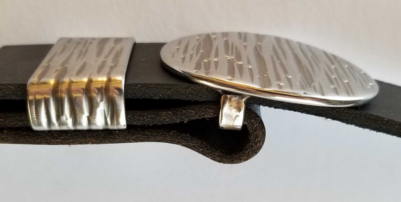 Round Belt & Buckle w/ Keeper, Silver Bamboo, Hypoallergenic, Gift for Her, Asian Flair, Hand Forged Stainless Steel 1.5" Belt, Unique Gifts