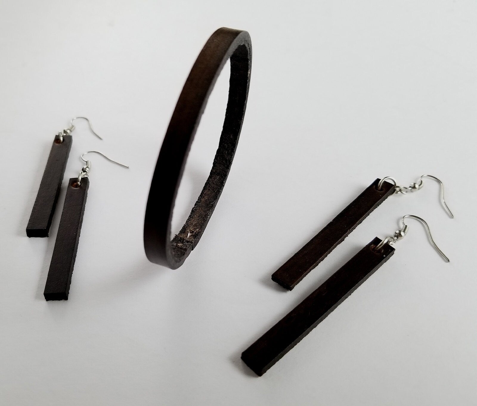 Leather Cuff & Earring Set Gift Bag Included Lightweight Earrings with Cuff Variety of Colors Variety of Colors Available Gift Idea