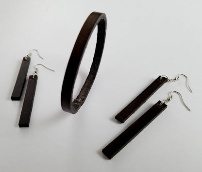 Leather Cuff & Earring Set Gift Bag Included Lightweight Earrings with Cuff Variety of Colors Variety of Colors Available Gift Idea