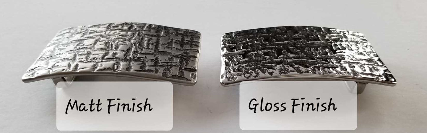 Belt Buckle Set for Jeans ~ Architectural Series ~ Silver & Black ~ Hand Forged Stainless Steel Buckle For 1-1/2" Leather Belt w/ Snaps