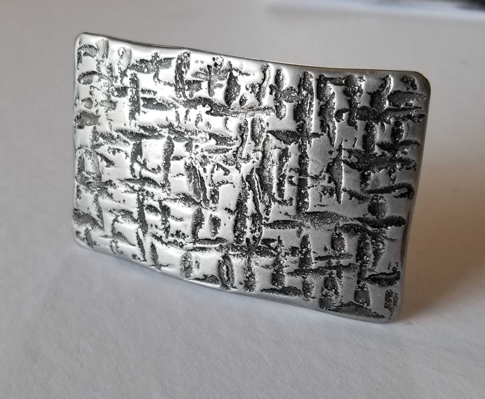 Belt Buckle Set for Jeans ~ Architectural Series ~ Silver & Black ~ Hand Forged Stainless Steel Buckle For 1-1/2" Leather Belt w/ Snaps