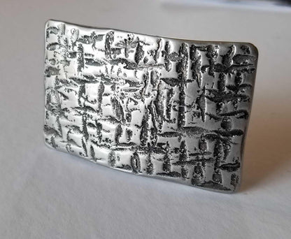 Belt Buckle Set for Jeans ~ Architectural Series ~ Silver & Black ~ Hand Forged Stainless Steel Buckle For 1-1/2" Leather Belt w/ Snaps