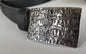 1.75" Belt and Buckle Set for Jeans ~ Architectural Series ~ Silver & Black ~ Hand Forged Stainless Steel Buckle Leather Belt w/ Snaps