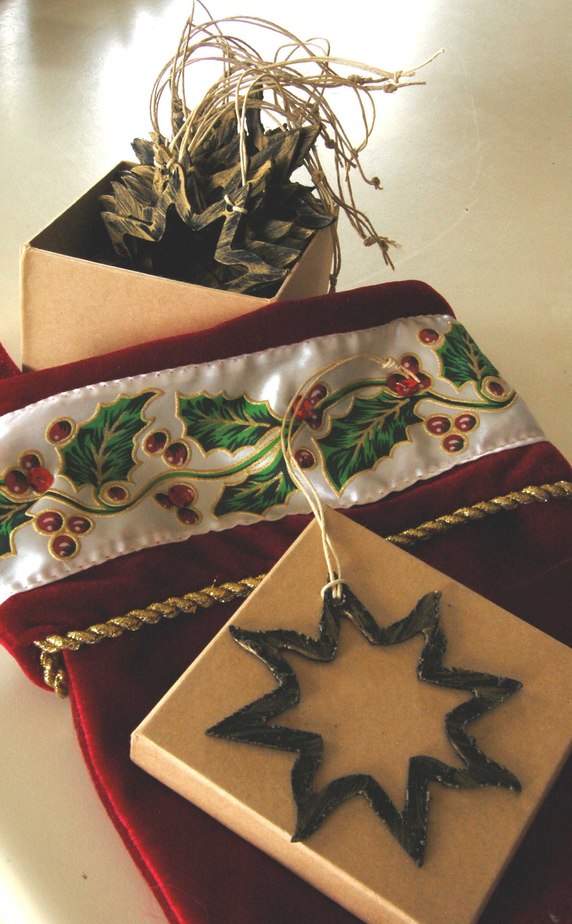 Christmas Ornament Hand Painted Metal Star Baby's 1st Christmas Tree Ornament Hostess Gift Stocking Stuffer Mantel Decor Decoration