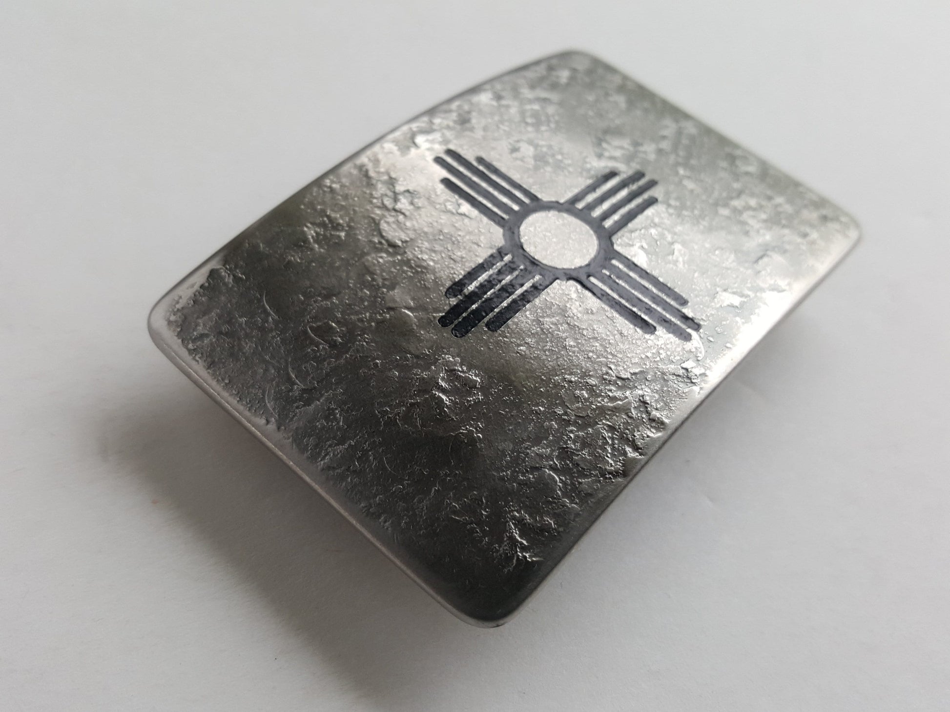 Zia Belt Buckle For SUIT New Mexico Buckle Etched Buckle Hand Forged Buckle Zia Buckle Zia Belt Buckle for 1.25" Leather Belt for Dress/Suit