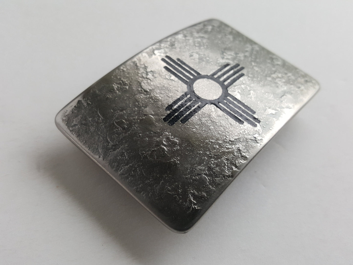 Zia Belt Buckle Etched Jean Buckle Hand Forged Buckle New Mexico Buckle Zia Buckle Accessory Buckle fits 1.5" Leather Belt for Jeans