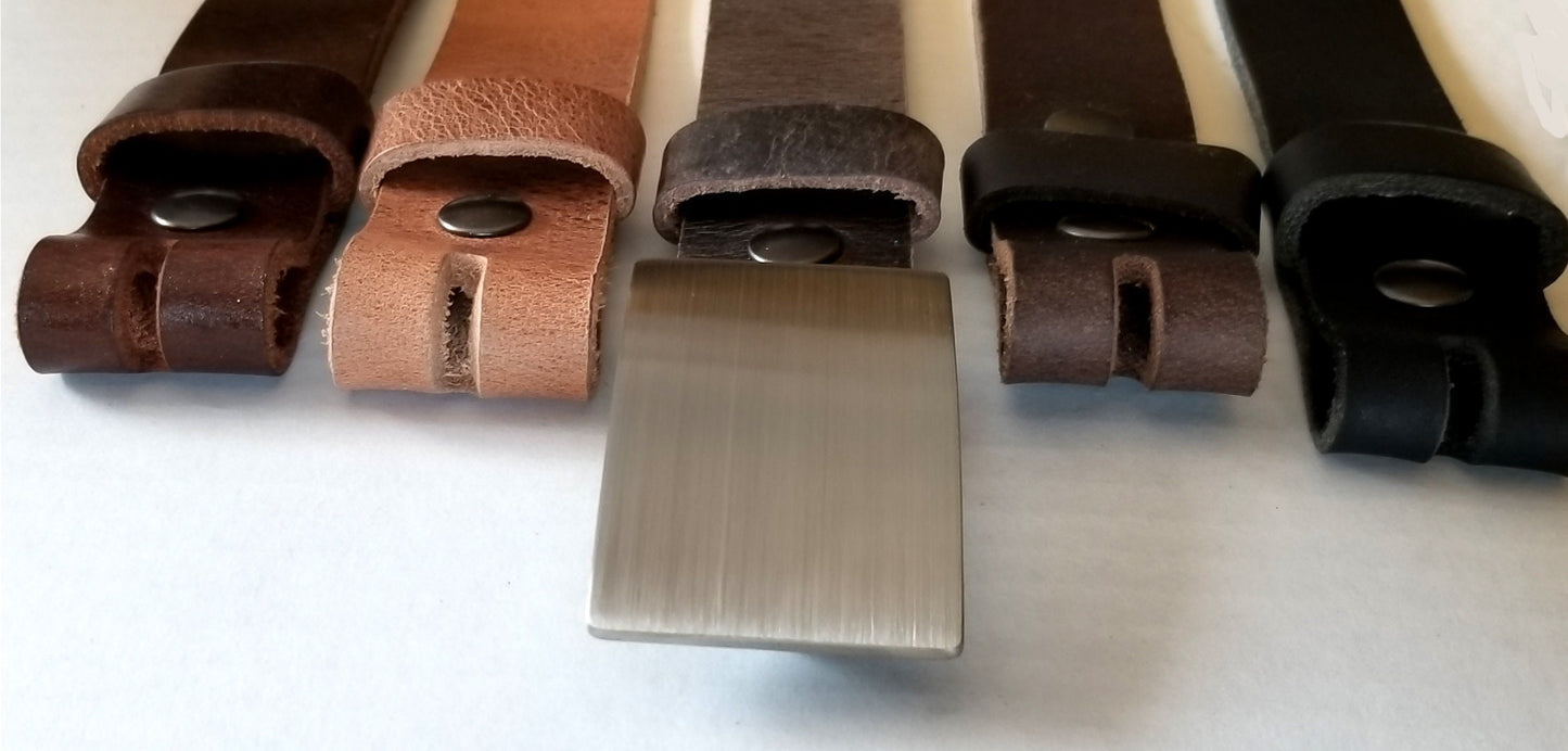 Gentlemen's Gift Set - 5 Belts & Buckle - Brushed Stainless Buckle and Five Leather Belts - Boxed Set - Cool Man Gift - Canadian Gift Idea