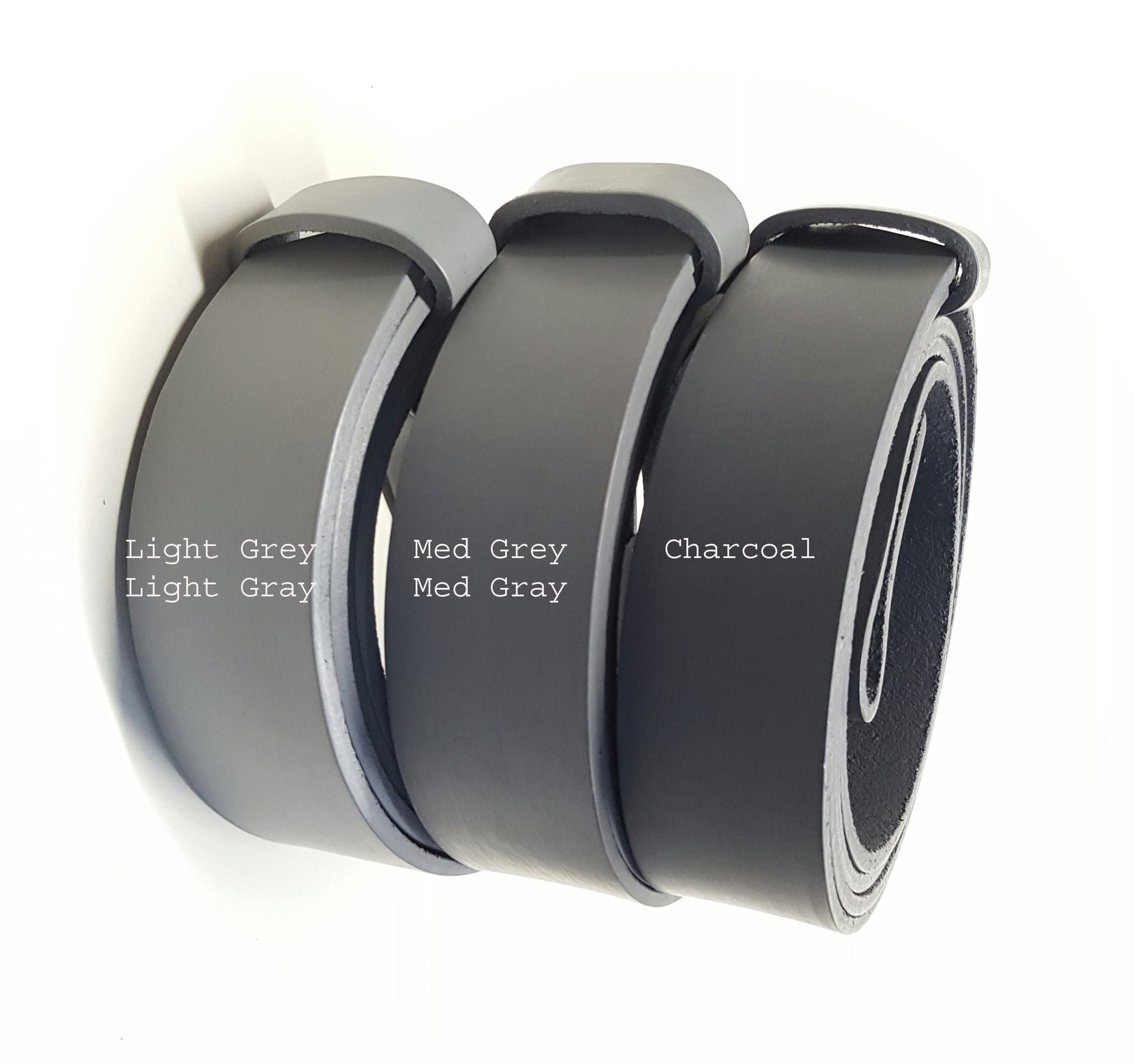 Hand Dyed Light Grey Belt Grey Belt or Charcoal Belt 1-1/4" wide or 1-1/2" Gray Leather Belt with Snaps ~ Custom Cut for Suits or Jeans