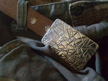 Belt and Buckle Set, Snap On, Hand Forged Stainless Steel, Hypoallergenic Accessories, Custom Cut Belt for Suits, Groom & Groomsmen's Gifts