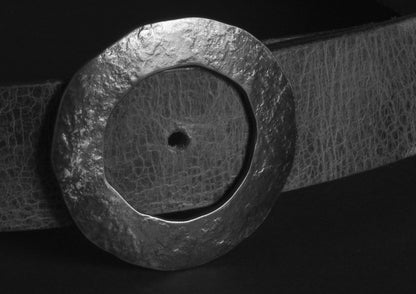 Belt Buckle, Ladies Round Mother's Day Gift, Poncho Accessories, Fits 1.5" Leather Belt, Hand Forged Stainless Steel Buckle with Gift Bag