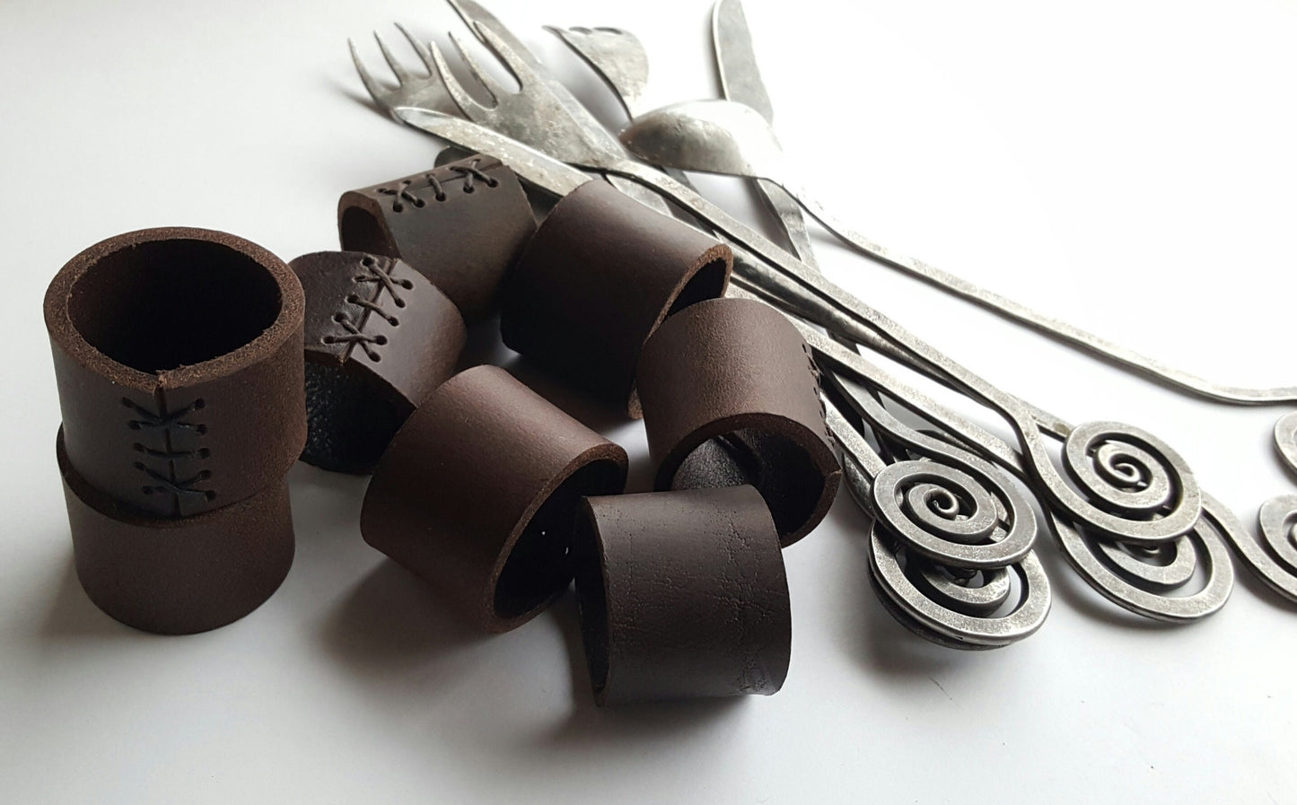 Leather Napkin Rings ~ Variety Colours Tan, Orange, Chartreuse, Purple Dining ~ Housewarming ~ Hostess Gift ~ Home Decor ~ Kitchen Accessory