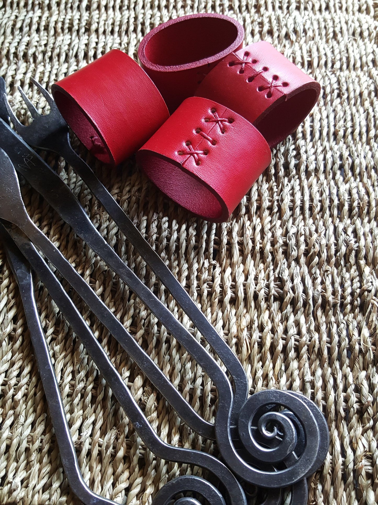 Leather Napkin Rings ~ Variety Colours Tan, Orange, Chartreuse, Purple Dining ~ Housewarming ~ Hostess Gift ~ Home Decor ~ Kitchen Accessory