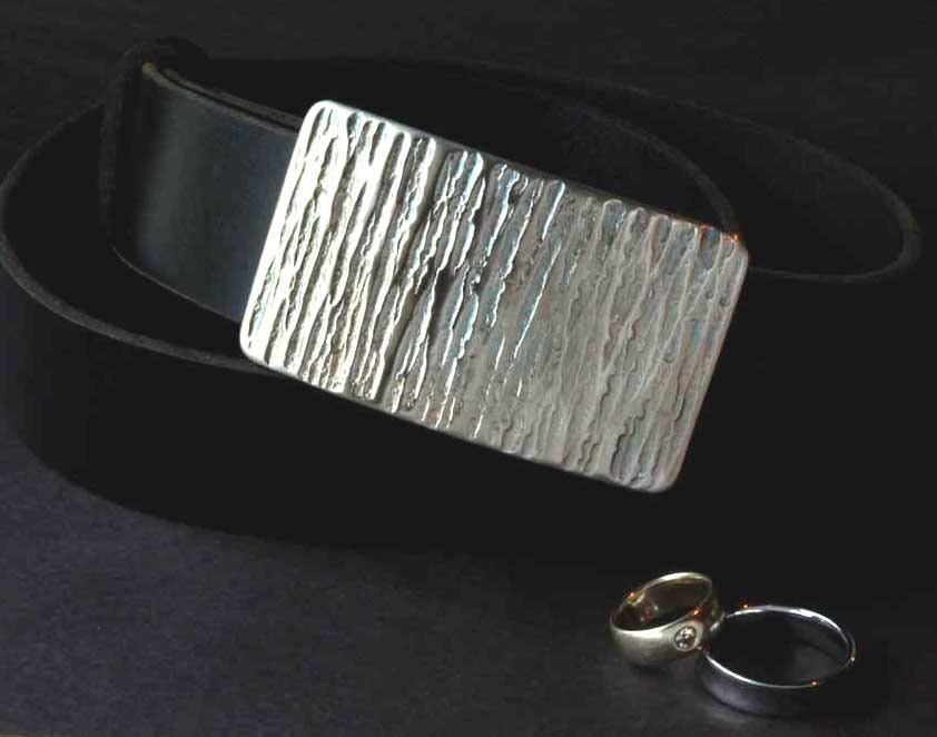 Belt Buckle, Hand Forged Gold & Blue Buckle for Jeans, Hypoallergenic, Gifts for Guys, Anvil Textured, Unisex Gifts, Buckle Fits 1.5" Belt