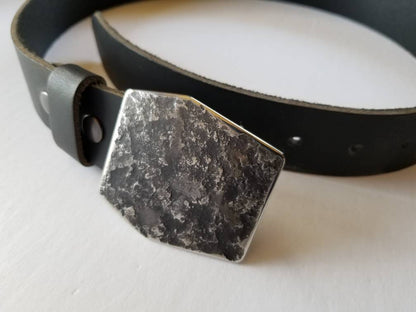 Hexagon Buckle & Belt, Unisex Buckle and Leather Belt, Hypoallergenic Buckle, Stainless Steel, Canadian Buckle and Leather Belt for Jeans