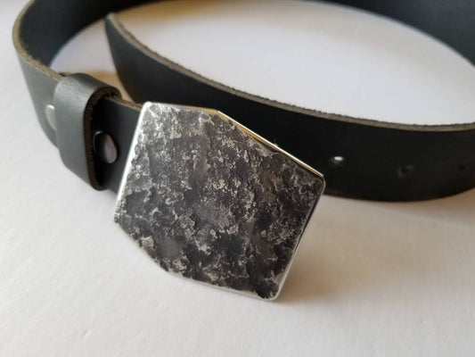 Hexagon Buckle & Belt, Unisex Buckle and Leather Belt, Hypoallergenic Buckle, Stainless Steel, Canadian Buckle and Leather Belt for Jeans