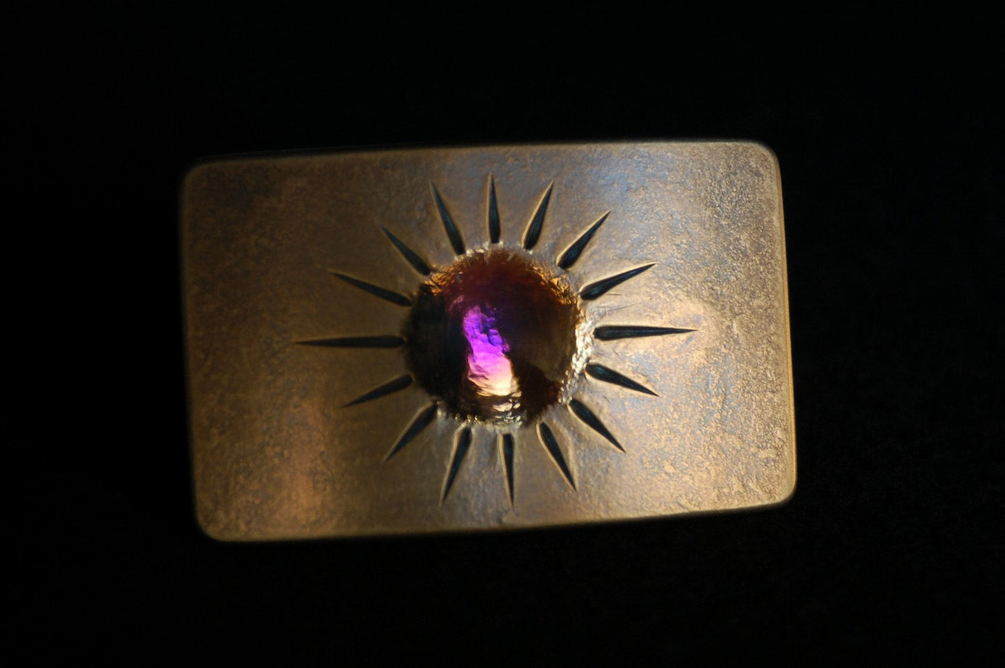 SUN Buckle, Sunburst, Hand Forged Buckle, Handmade Gift, Hypoallergenic Accessory, Stainless Buckle For 1.5" Jean Belt, Various Colors