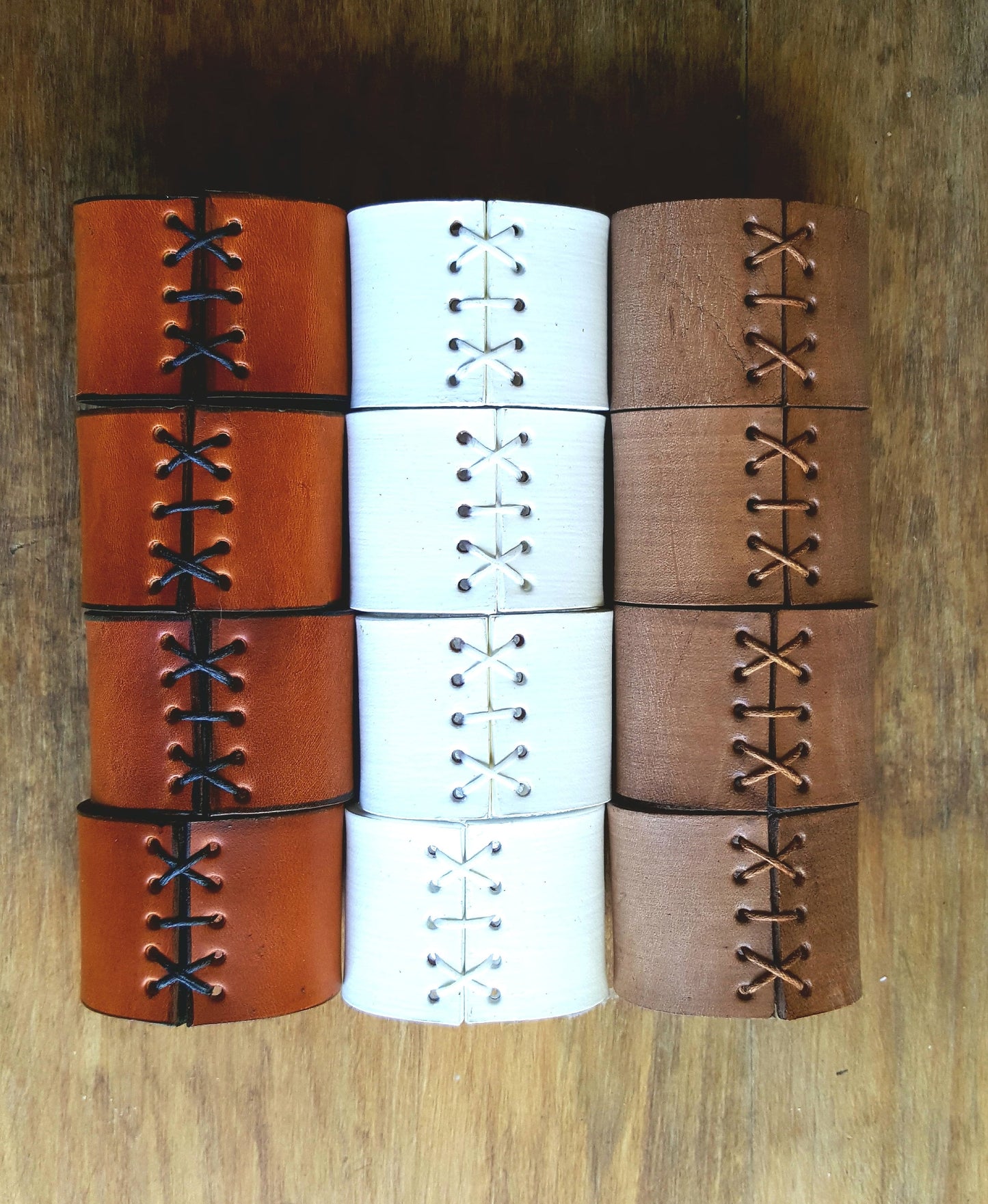 White Leather Napkin Rings Hand Stitched Lacing ~ Wedding Table Decor ~ Leather Anniversary ~ Dining ~ Kitchen Decor ~ Table Napkin Rings
