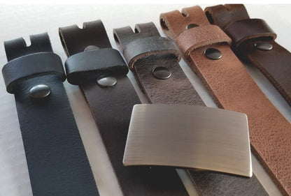 Leather Belts with SNAPS for Jeans or Work Wear Gift for Guys Custom Cut Leather Belts Boyfriend Gift