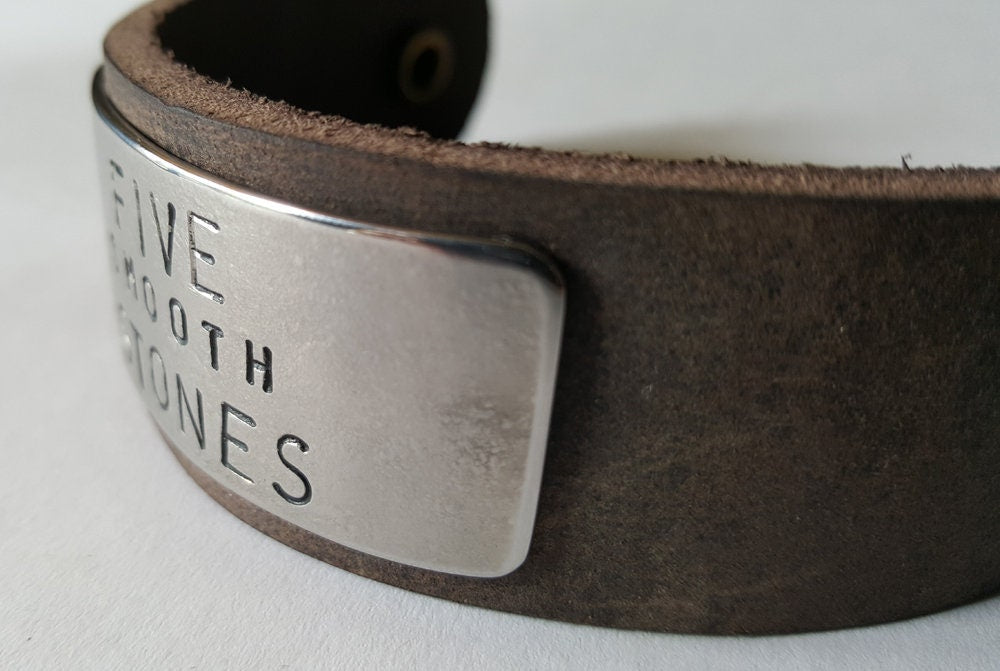 Christian Gift Ideas Personalized Bespoke Leather & Metal Cuff Bracelet Stamped Customized Lettering or Bible Verse Custom Sizes and Colors