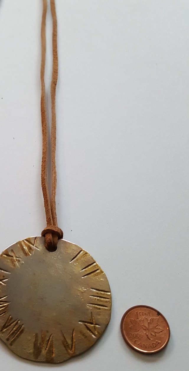 Gold Roman Numeral Pendant Holiday Gift Stocking Stuffer Pendant Necklaces His N Hers Gifts Hand Forged Gold Accessories with Gift Bag