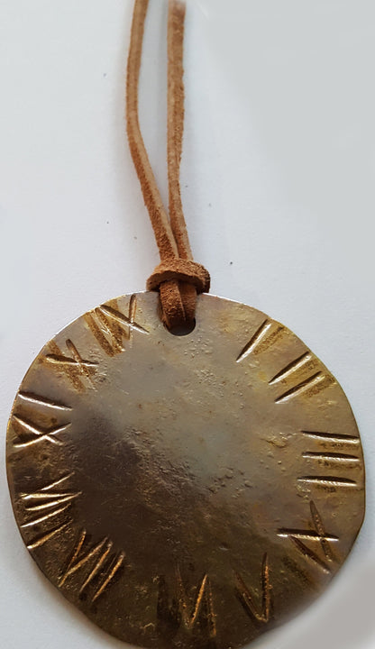 Gold Roman Numeral Pendant Holiday Gift Stocking Stuffer Pendant Necklaces His N Hers Gifts Hand Forged Gold Accessories with Gift Bag