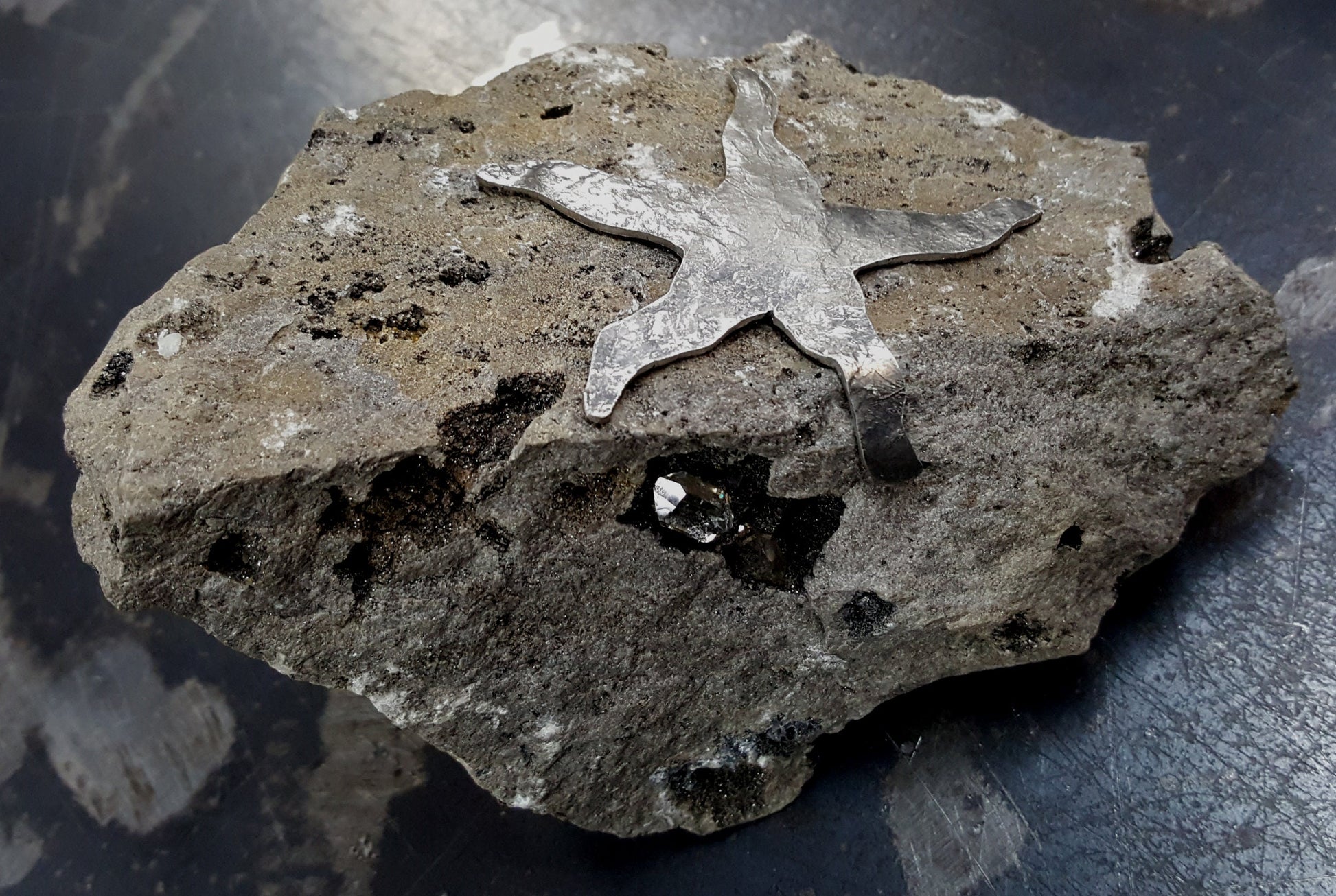 ROCK STAR Garden Decor Rock Garden Sculpture Door Stop Gardener's Gift Stainless Steel Starfish Beach Rock Hostess Gift Housewarming