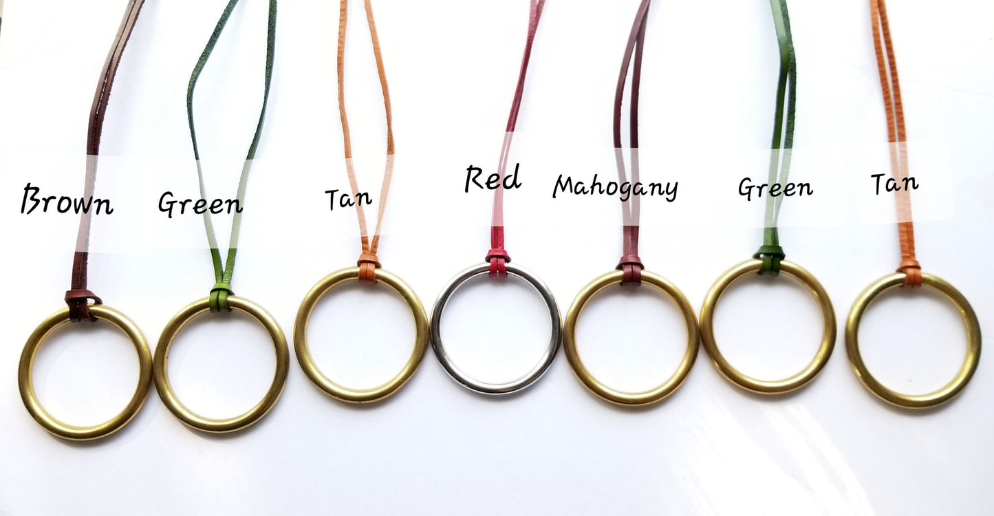 Circle of Life Necklace Rainbow of Colours 2" Pendant with Hand Dyed Leather Strap Unisex Accessories Circle Jewelry Leather & Bag