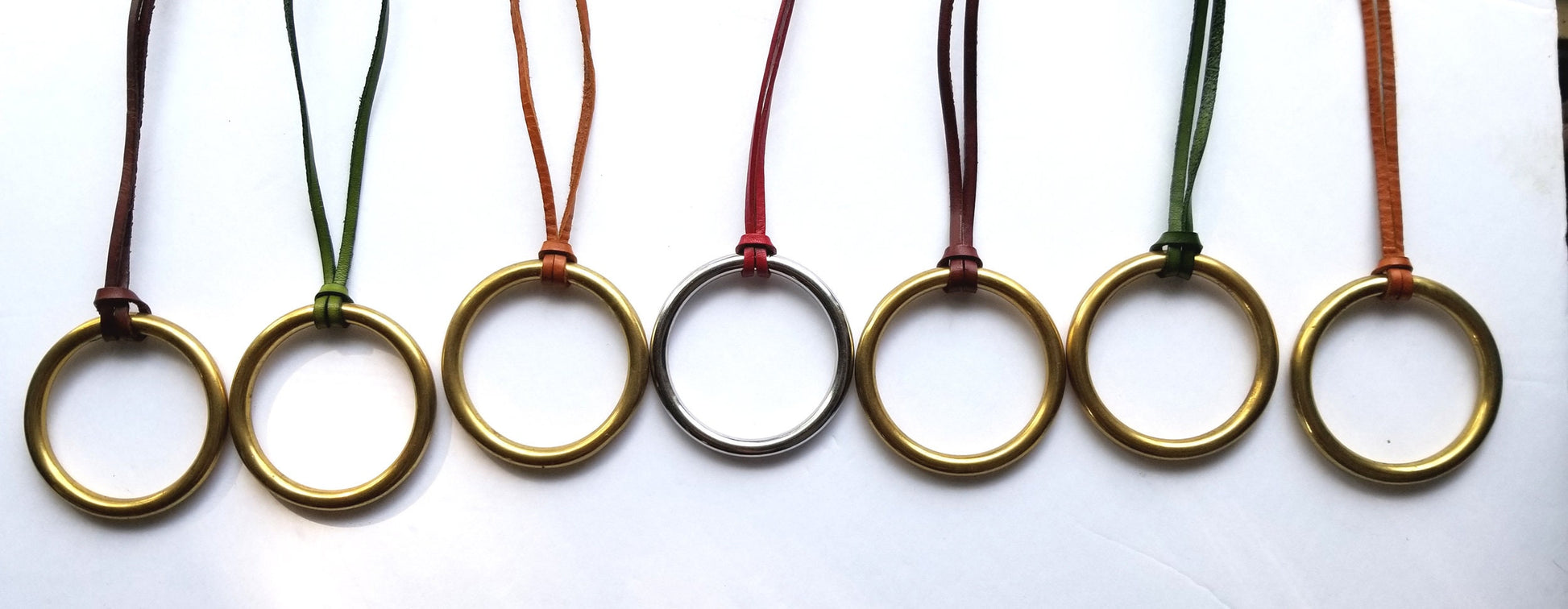 Circle of Life Necklace Rainbow of Colours 2" Pendant with Hand Dyed Leather Strap Unisex Accessories Circle Jewelry Leather & Bag