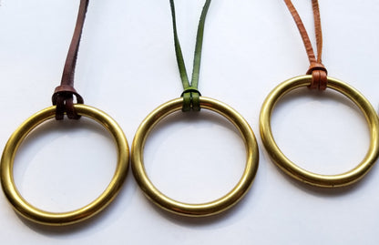 Circle of Life Necklace Rainbow of Colours 2" Pendant with Hand Dyed Leather Strap Unisex Accessories Circle Jewelry Leather & Bag
