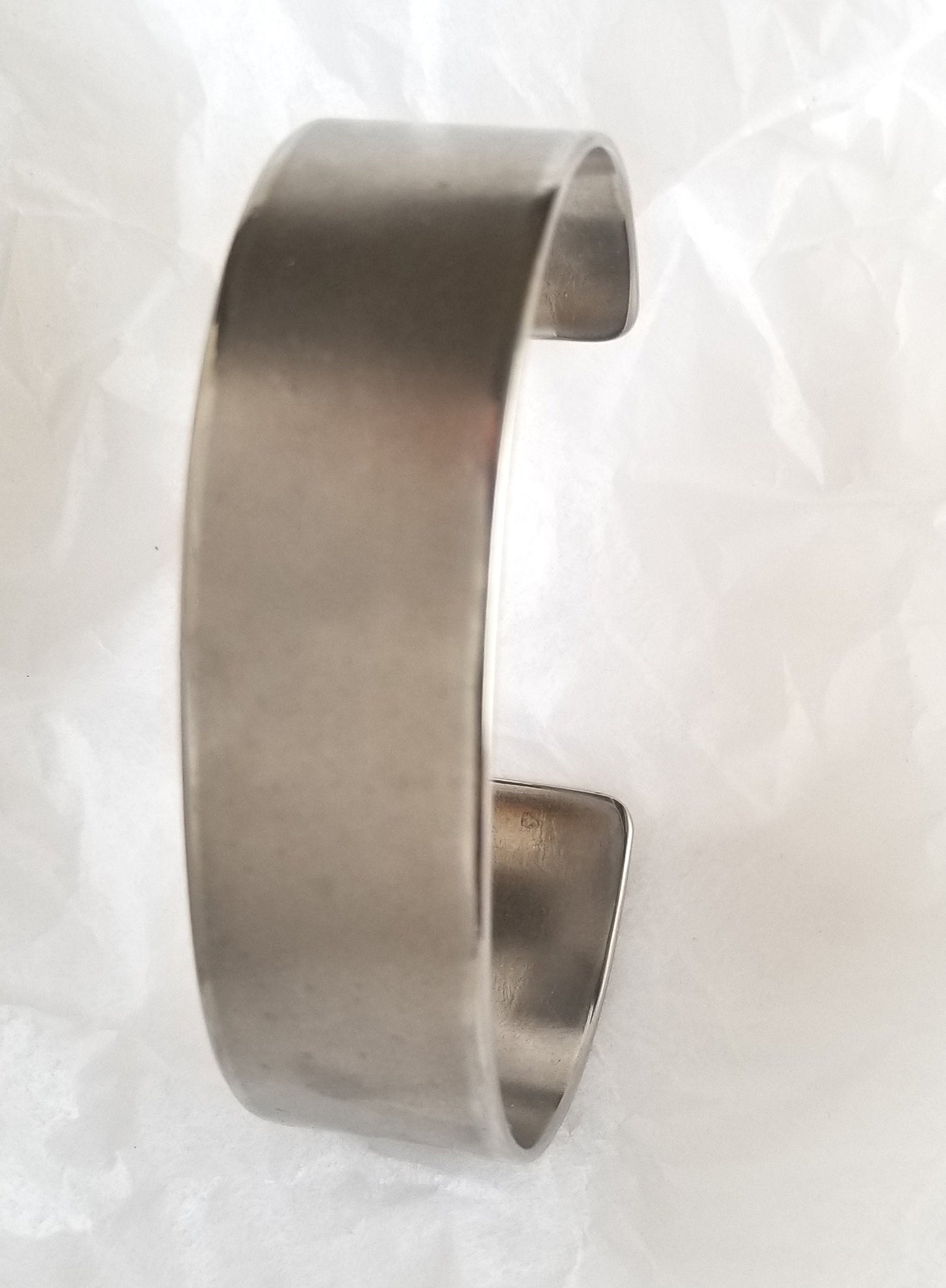Unisex Silver Bracelet Cuff & Gift Bag Hand Forged Anvil Textured Stainless Steel Anniversary Gift