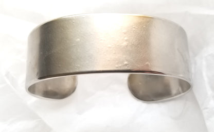 Hand Forged Silver Cuff Bracelet Anvil Textured Stainless Steel Anniversary Gift Signed Original Unisex Gifts w/ Bag