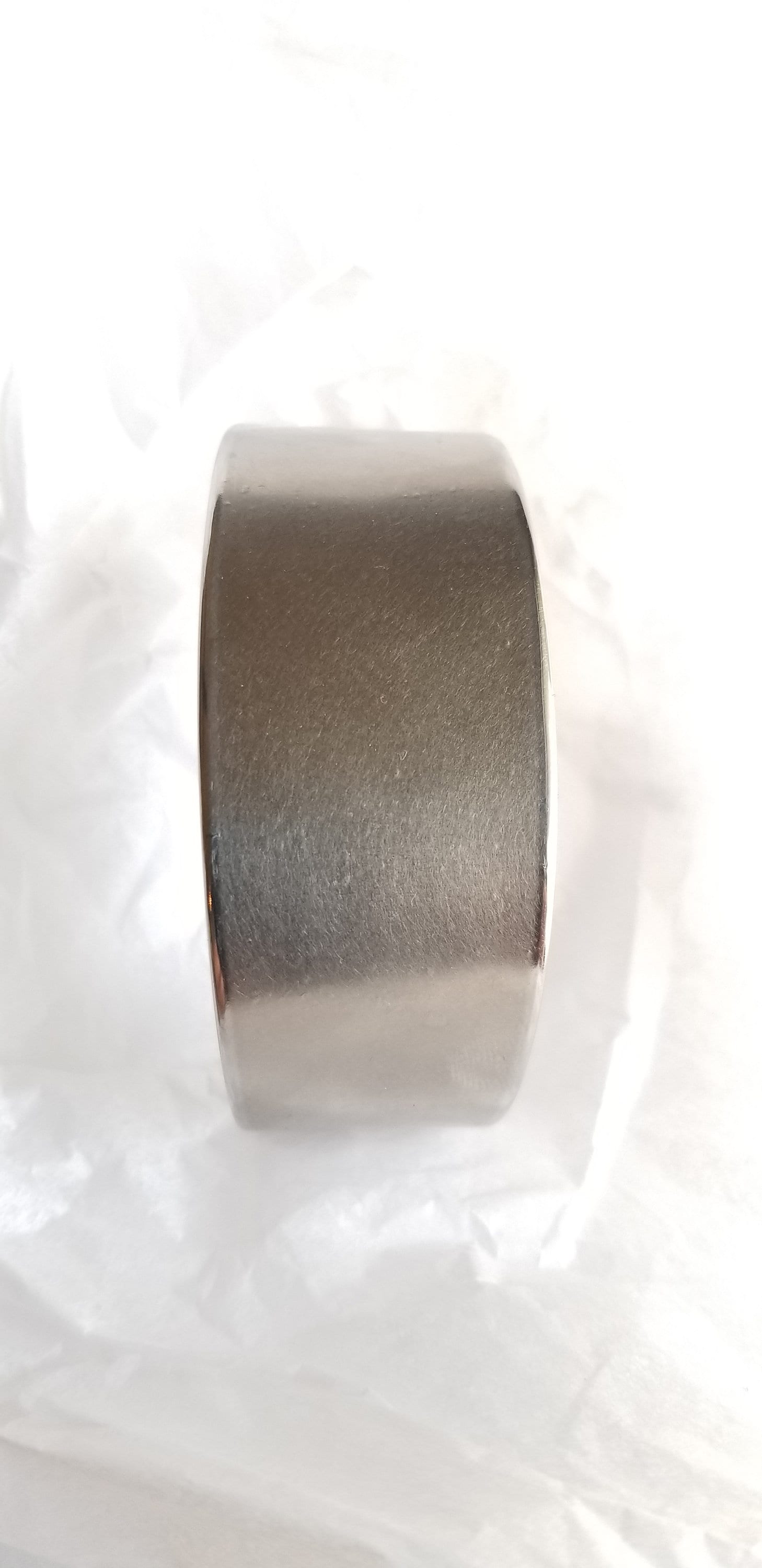 Hand Forged Silver Cuff Bracelet Anvil Textured Stainless Steel Anniversary Gift Signed Original Unisex Gifts w/ Bag
