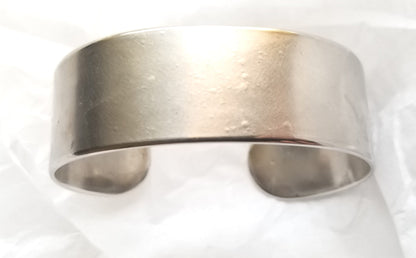 Hand Forged Silver Cuff Bracelet Anvil Textured Stainless Steel Anniversary Gift Signed Original Unisex Gifts w/ Bag