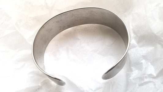 Hand Forged Silver Cuff Bracelet Anvil Textured Stainless Steel Anniversary Gift Signed Original Unisex Gifts w/ Bag