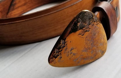 Guitar Pick Buckle Jean Belt Buckle and 1.5" Wide Leather Snap Belt Canadian Made Guitar Lover Gift Guys & Gals Stocking Stuffer Ideas