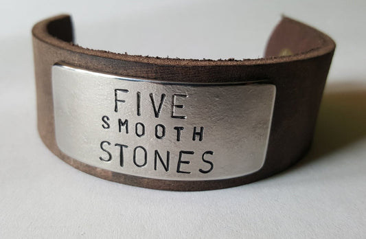 Christian Gift Ideas Personalized Bespoke Leather & Metal Cuff Bracelet Stamped Customized Lettering or Bible Verse Custom Sizes and Colors