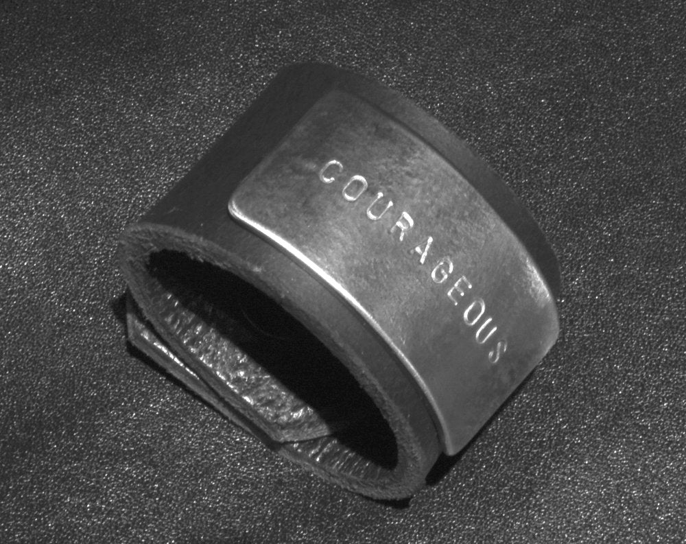Christian Gift Ideas Personalized Bespoke Leather & Metal Cuff Bracelet Stamped Customized Lettering or Bible Verse Custom Sizes and Colors
